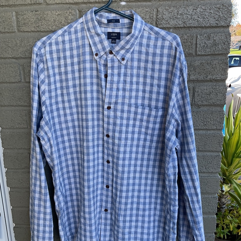 J. Crew Blue and White Checkered Men's Shirt